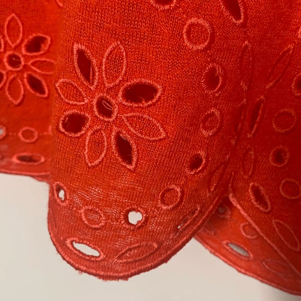 New XL Summertime Orange Eyelet Tunic Boho Embroidered Bobeau Alina Top - Picture 4 of 6